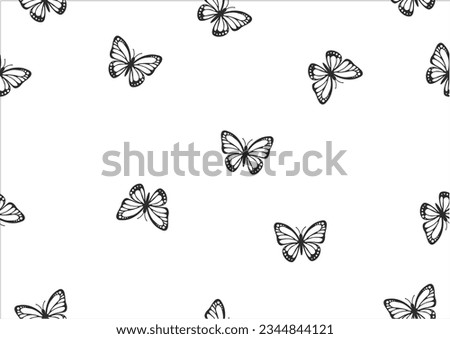 black butterfly icon vector design hand drawn seamless repeat