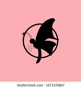 black butterfly illustration seen from the side for icon or symbol.logo
