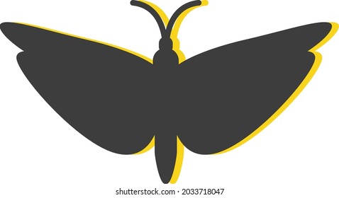 Mariposa negra, ilustración, vector, sobre un fondo blanco.