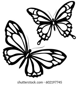 Black Butterfly Isolated On White Stock Vector (Royalty Free) 602197745 ...