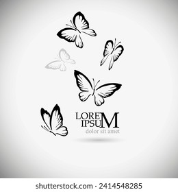 Black butterfly logo. hand drawing. Not AI, Vector illustration