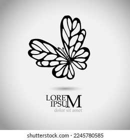 Black butterfly logo. For a tattoo. Vector illustration