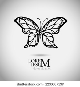 Black butterfly logo. Vector illustration