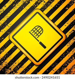 Black Butterfly net icon isolated on yellow background. Warning sign. Vector