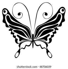 black butterfly on a white background, Element for design, vector illustration