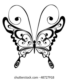 black butterfly on a white background, Element for design, vector illustration