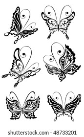 black butterfly on a white background, Element for design, vector illustration