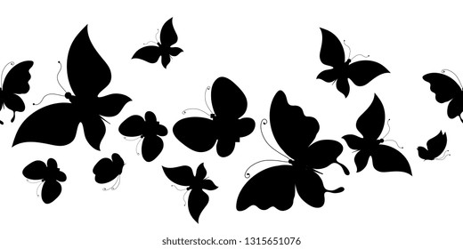 black butterfly, pattern  isolated on a white