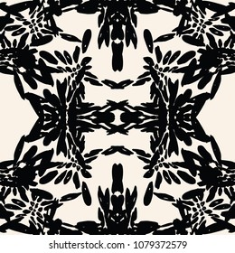 Black butterfly seamless print. Moth graphic pattern. Cute vector design. Retro abstract tile. Fly insect background. Romantic butterfly continuous swimwear ornament. Natural organic moth print.