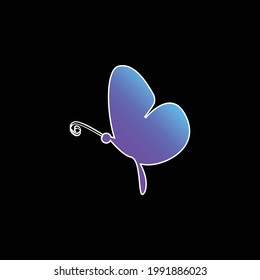 Black Butterfly Side View blue gradient vector icon
