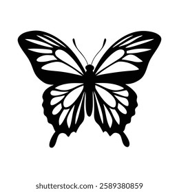 Black Butterfly Silhouette and Icon Set for Creative Vector Designs