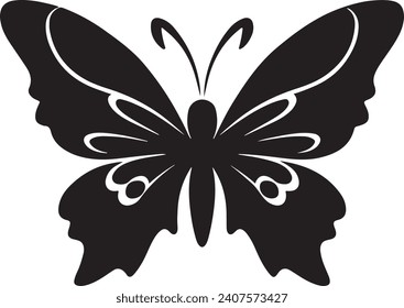 Black butterfly silhouette illustration vector