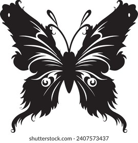 Black butterfly silhouette illustration vector