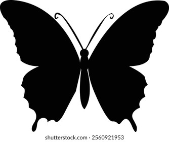 Black Butterfly Silhouette Illustration. Vector Illustration of a Black Butterfly Silhouettey isolated on a white background