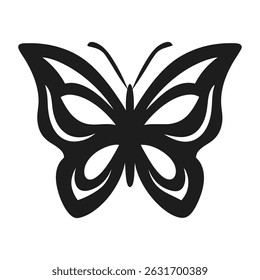 Black Butterfly Silhouette Logo - Minimalist Design Vector