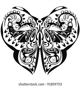 Ethnic Artwork Butterfly Rose Tattoo Tribal Stock Vector (Royalty Free ...