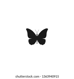 Black butterfly silhouette vector icon. Butterfly wings isolated symbol.