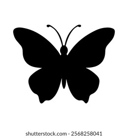 Black Butterfly silhouette vector illustration on white background.
