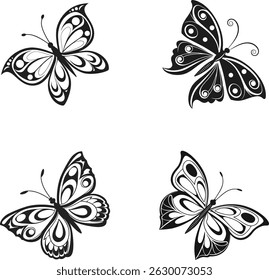 Black butterfly silhouette vector illustration 