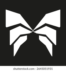 Silhueta de borboleta preta. Símbolo de forma de asa. Design de inseto vetorial. Gráfico de natureza monocromático.