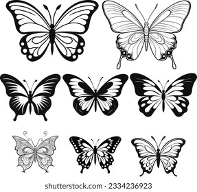 Black Butterfly SVG vector, Cricut, Butterfly Silhouette, Butterfly coloring page svg