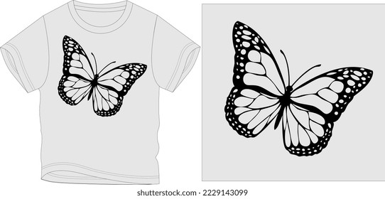 BLACK BUTTERFLY t shirt graphic design vector illustration \