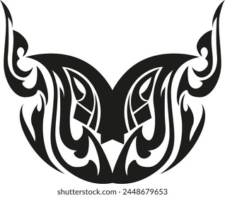 Black Butterfly Tattoo Ornament Vector Design For Decoration