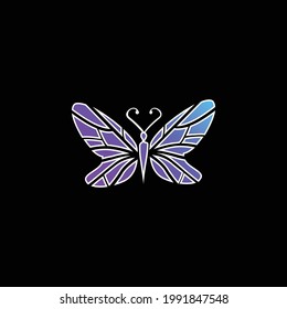 Black Butterfly Top View With Lines Wings Design blue gradient vector icon