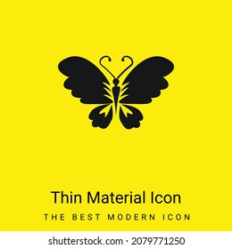 Vista superior de mariposa negra con alas abiertas icono de material amarillo brillante mínimo