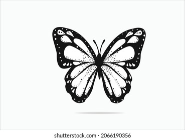 black butterfly vector art design hand drawn