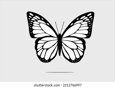 black butterfly vector design hand drawn