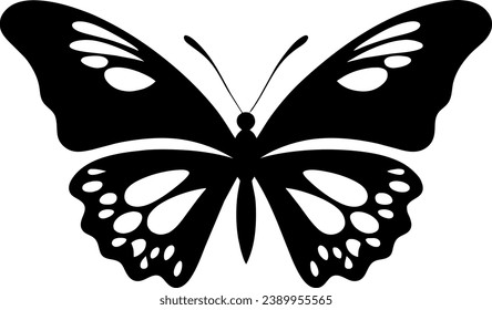 Black butterfly vector icon, isolated on white