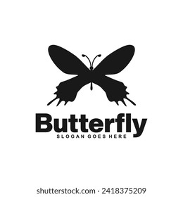 Black butterfly vector icon, isolated on white