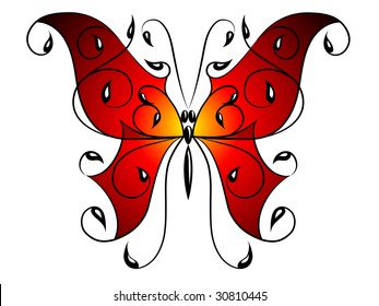 Black butterfly.  Vector illustration.