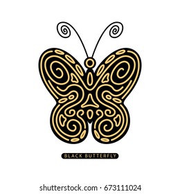 Black butterfly. Vector illustration