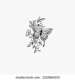Black butterfly for white background 