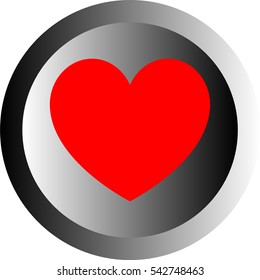 Black button with gradient. Heart icon. Vector eps 10.