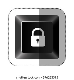 black button lock icon, vector illustraction design