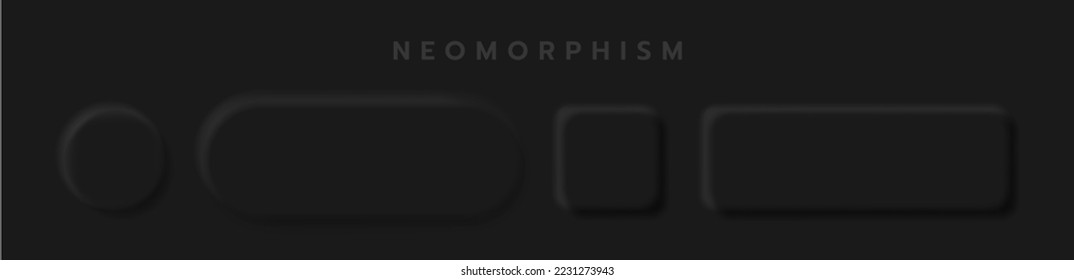 Black button Neumorphism design elements vector set, Button and Element for UI Web design or Application UI Design.