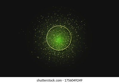 
Black button on a dark background with a light green shine. Modern illustration. Vector