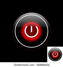 Black button with power icon