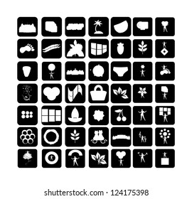 black button set vector