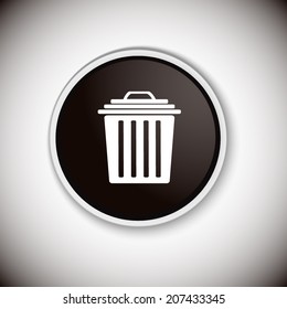 Black button with shadow. Vector icon
