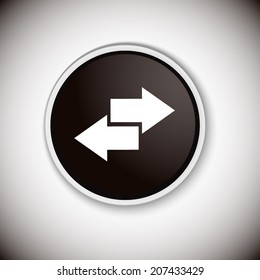 Black button with shadow. Vector icon