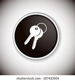 Black button with shadow. Vector icon