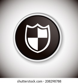 Black button with shadow. Vector icon