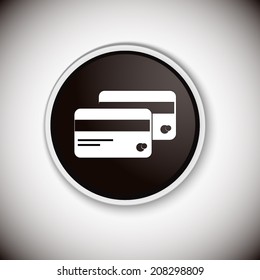 Black button with shadow. Vector icon