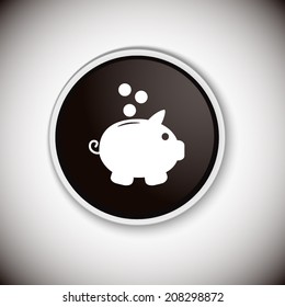 Black button with shadow. Vector icon