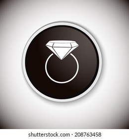 Black button with shadow. Vector icon
