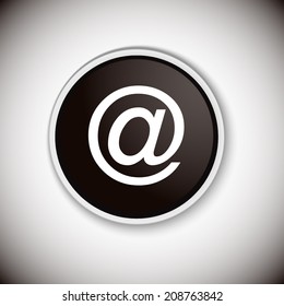 Black button with shadow. Vector icon